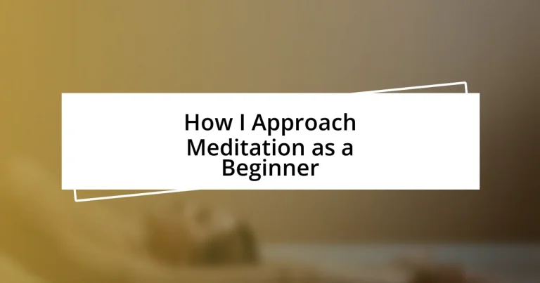 How I Approach Meditation as a Beginner