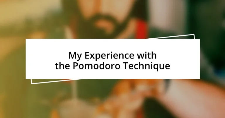 My Experience with the Pomodoro Technique