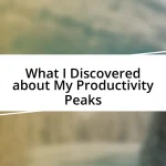 What I Discovered about My Productivity Peaks