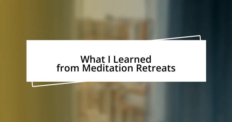 What I Learned from Meditation Retreats