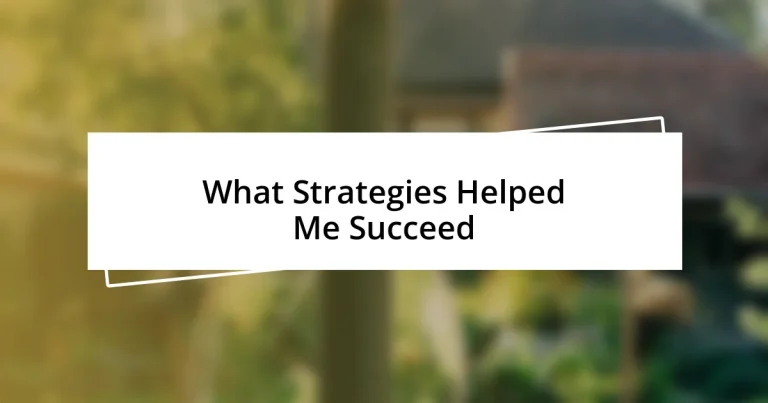 What Strategies Helped Me Succeed