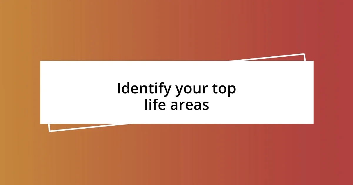 Identify your top life areas