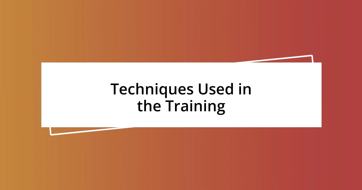 Techniques Used in the Training