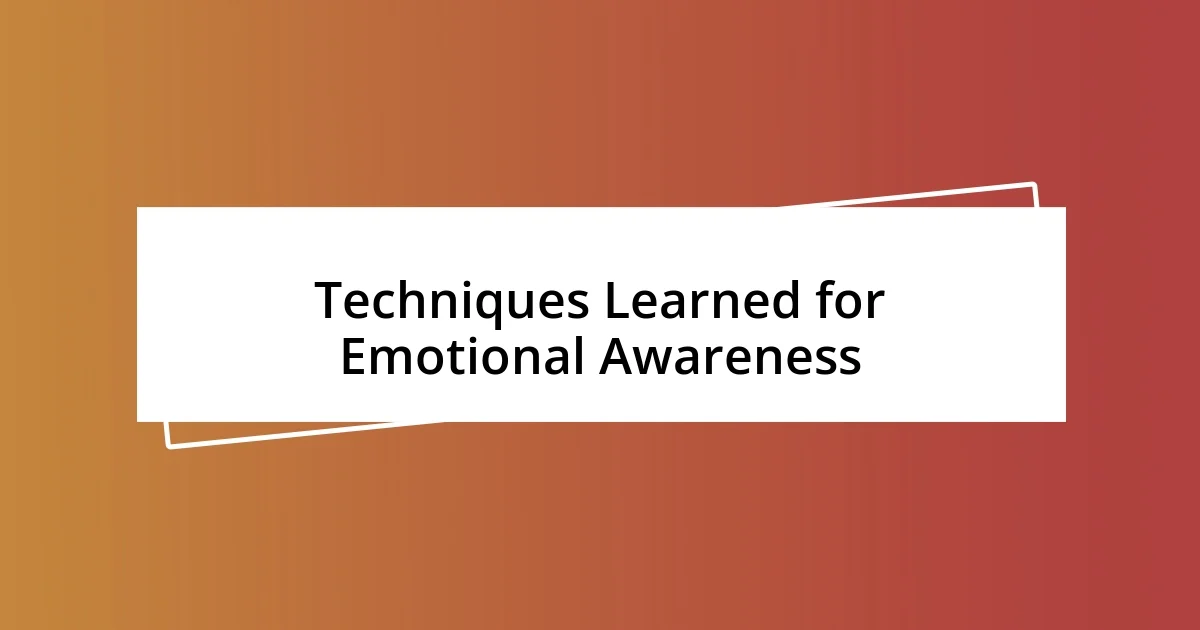 Techniques Learned for Emotional Awareness